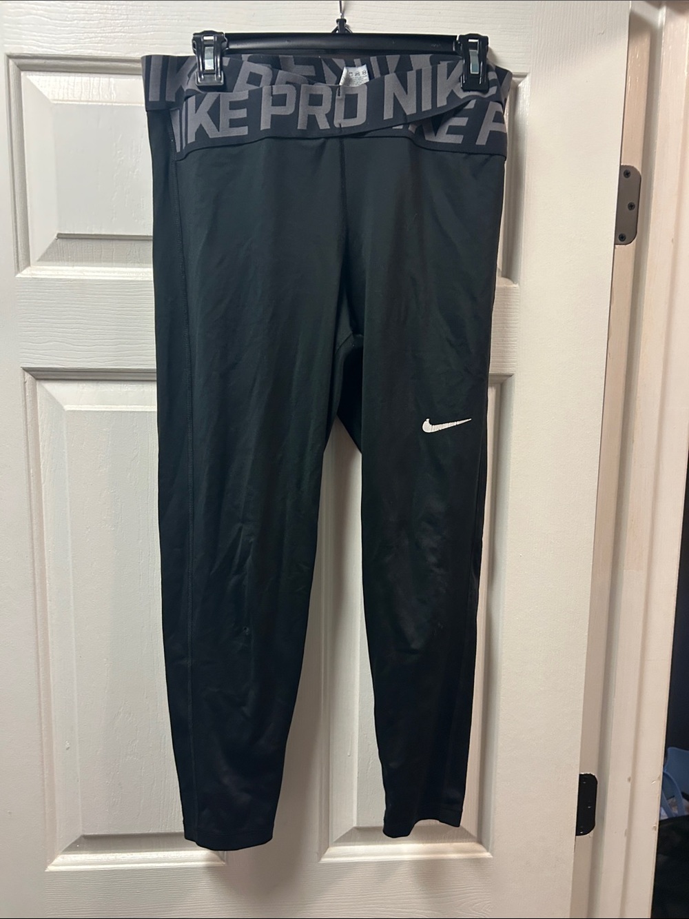Nike Black Performance Leggings with Grey Logo Waistband
